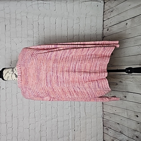 Lane Bryant Pink Button-Front Spacedye Cardigan - Picture 7 of 10